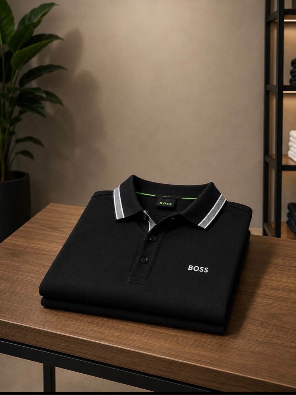 BOSS regular-fit cotton polo shirt with striped collar